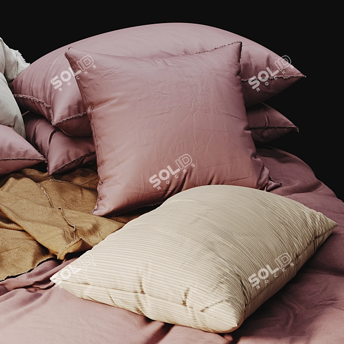 Luxury Linen Bedding Set 3D model image 5