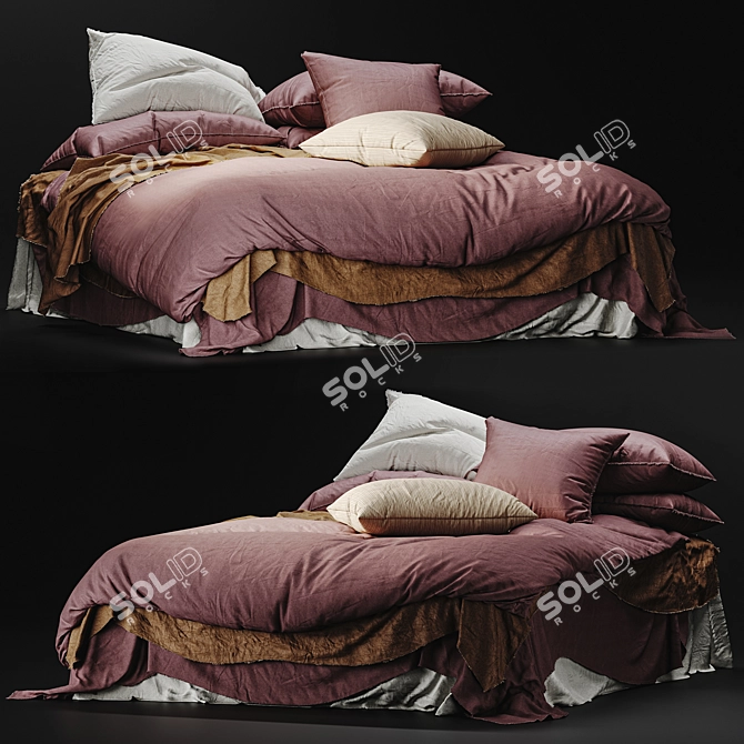 Luxury Linen Bedding Set 3D model image 7