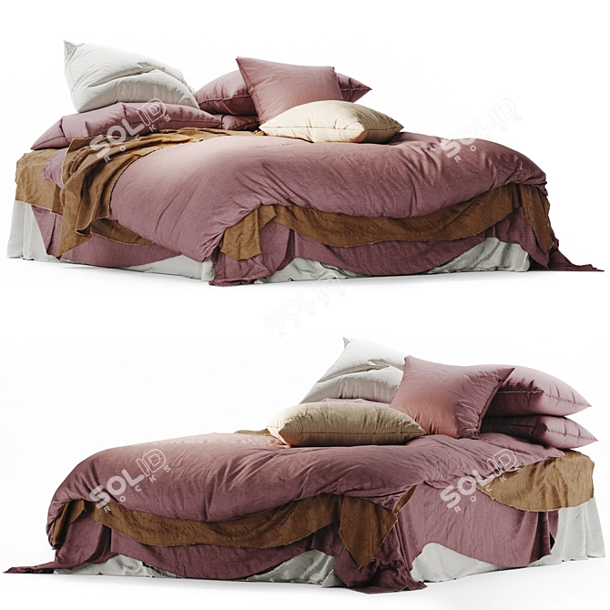 Luxury Linen Bedding Set 3D model image 10