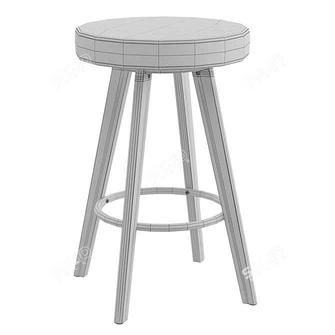 Elegant Leather Barstool for Kitchen 3D model image 3