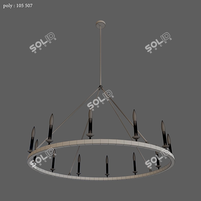 Elegant Iron Round Chandelier 3D model image 3