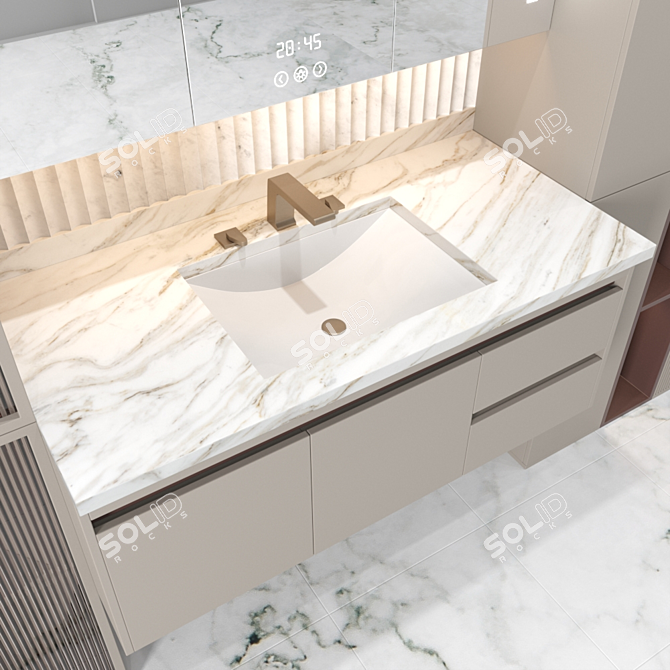 Elegant Bathroom Set: Sink, Mirror, Wardrobe 3D model image 4
