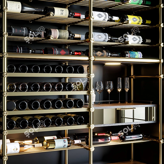  Rustic Wine Shelf Storage Rack 3D model image 2