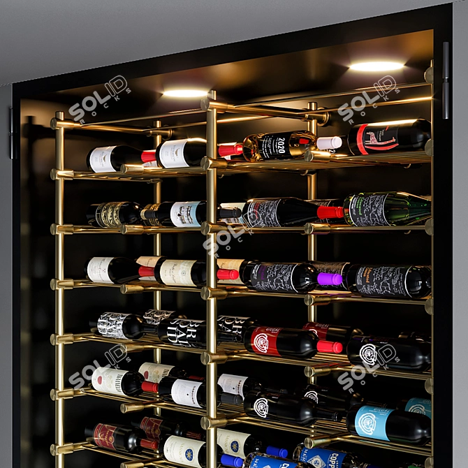  Rustic Wine Shelf Storage Rack 3D model image 3