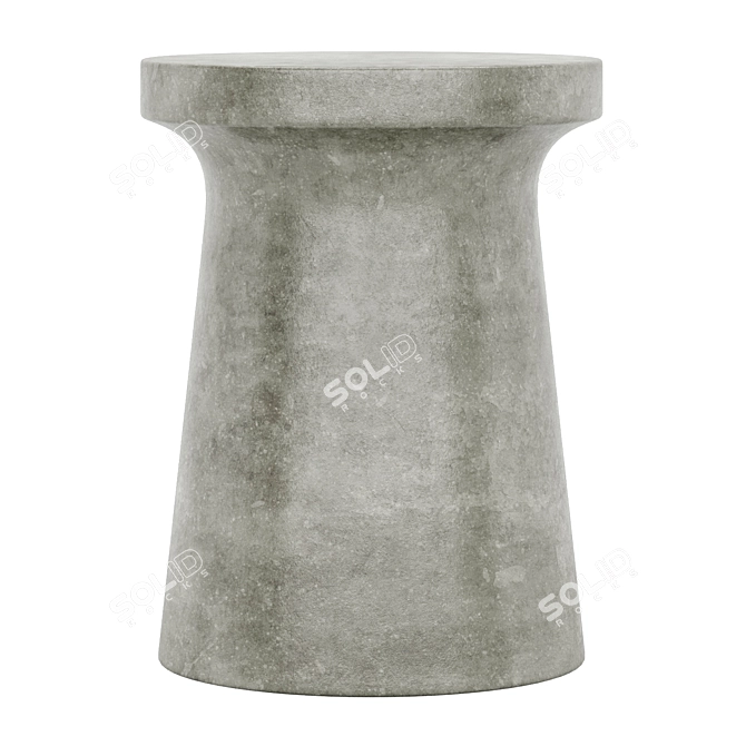 Modern Gray Round Garden Stool 3D model image 2