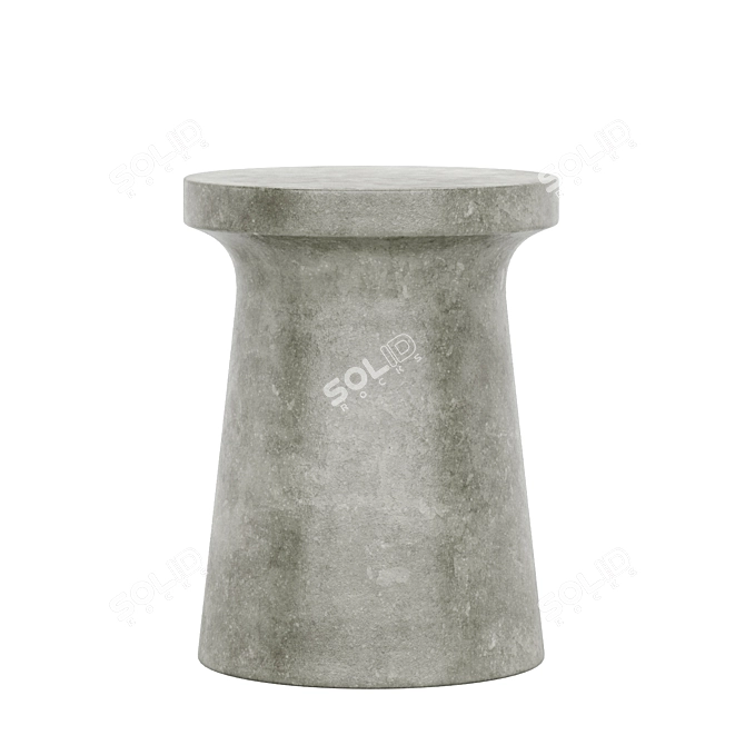 Modern Gray Round Garden Stool 3D model image 3