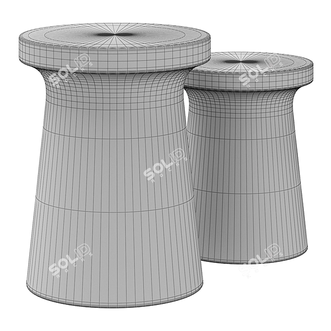Modern Gray Round Garden Stool 3D model image 4