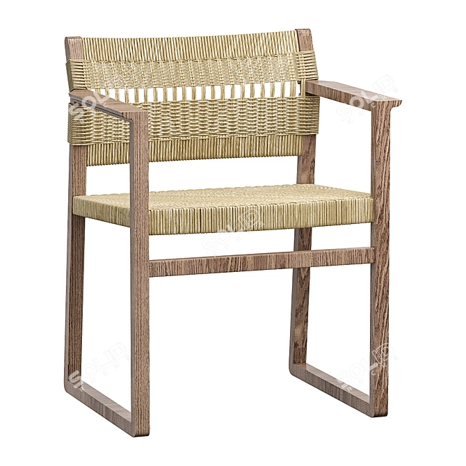 Stylish BM62 Cane Wicker Armchair 3D model image 1