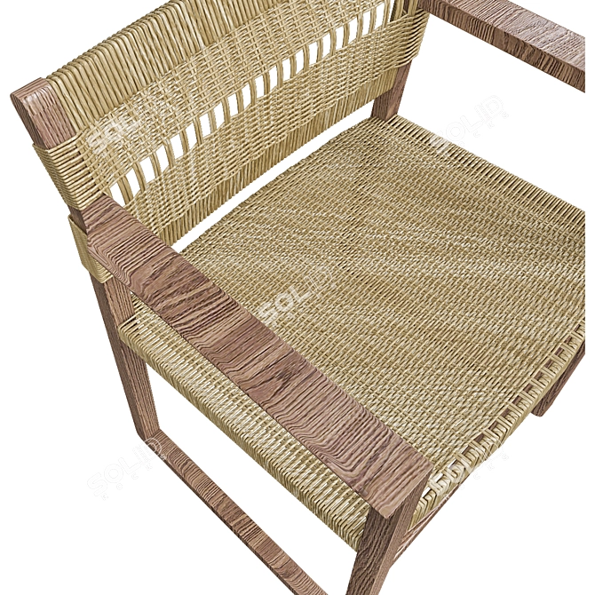 Stylish BM62 Cane Wicker Armchair 3D model image 2