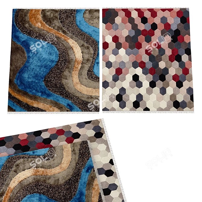 Sleek Contemporary Rugs 3D model image 1