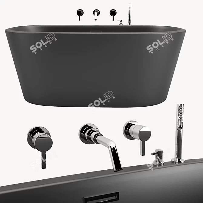 Luxury Freestanding Acrylic Bathtub 3D model image 3