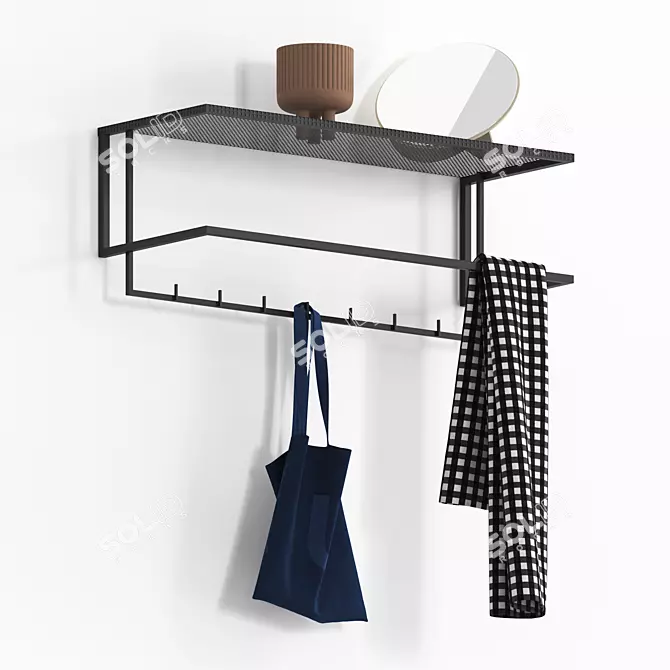 Versatile Wall-Mount Hanger Stand 3D model image 1