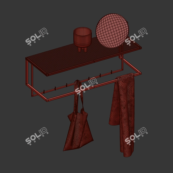 Versatile Wall-Mount Hanger Stand 3D model image 3