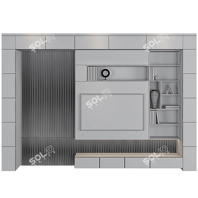 Modern TV Wall Mount Set 3D model image 2