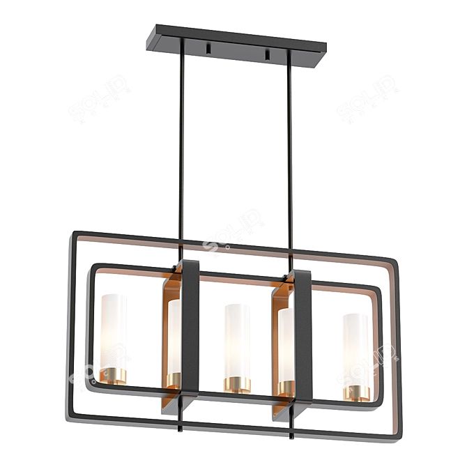 Sleek Bronze Gold Linear Chandelier 3D model image 1