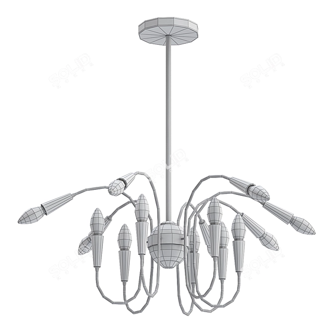 Nordic Iron Loft Chandelier - Stylish Hotel Lobby Lighting 3D model image 2