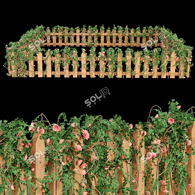 Elegant Ivy Wood Fence: Vol 25 3D model image 2