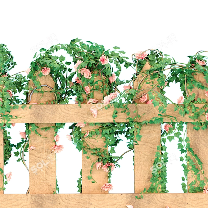 Elegant Ivy Wood Fence: Vol 25 3D model image 3