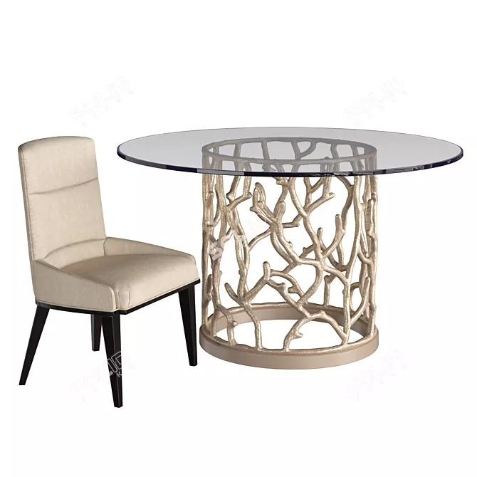 Ocean- Inspired Round Dining Table 3D model image 1