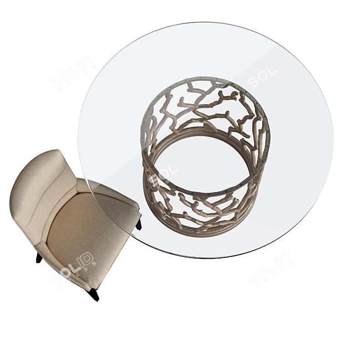 Ocean- Inspired Round Dining Table 3D model image 2