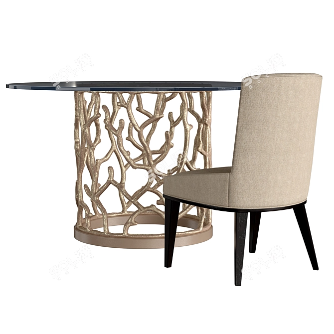 Ocean- Inspired Round Dining Table 3D model image 3