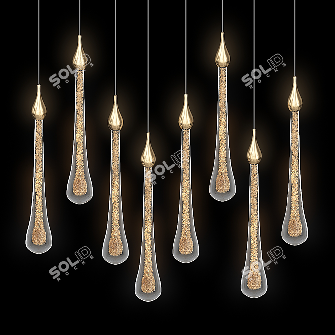 Elegant Golden Drop Pendant 3D model image 1