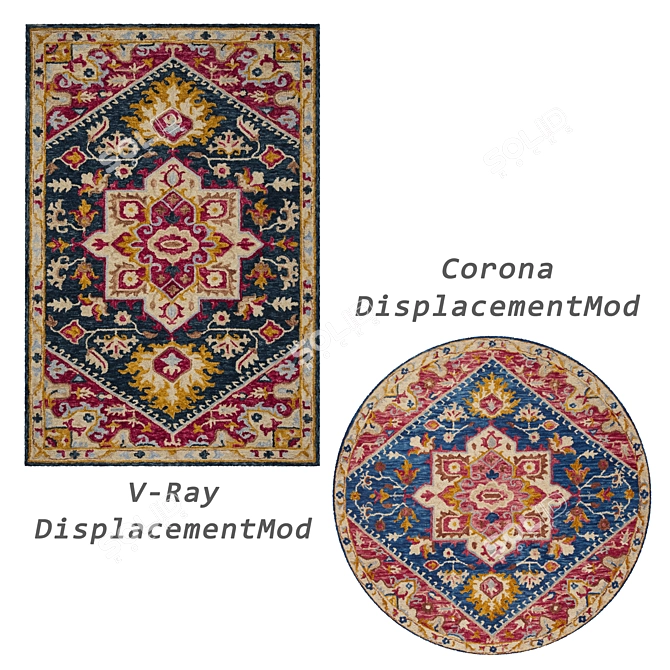 Title: 8-Piece Rug Set with Varied Textures 3D model image 3