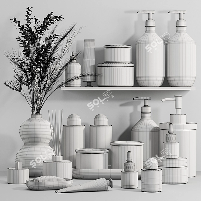 Elegant Bathroom Accessory Set 3D model image 4