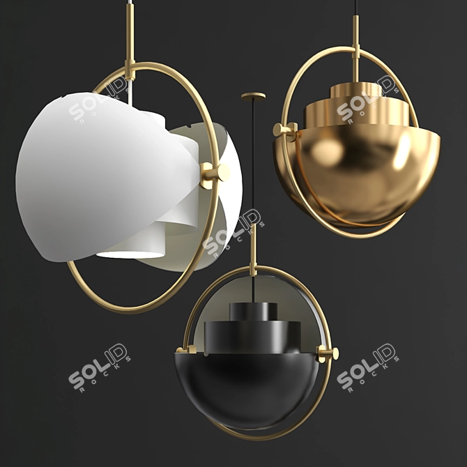 Brass Designer Pendant Lamp 3D model image 1