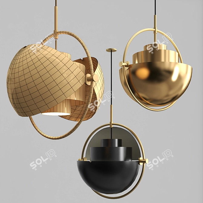 Brass Designer Pendant Lamp 3D model image 2