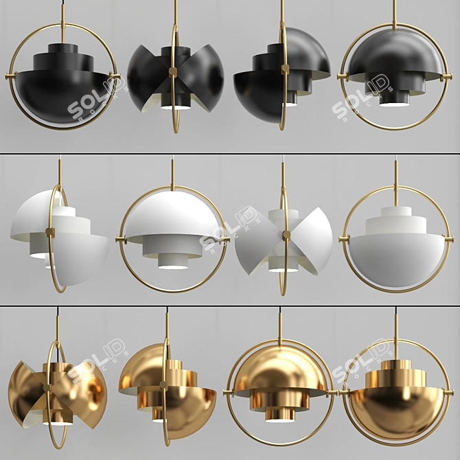 Brass Designer Pendant Lamp 3D model image 3