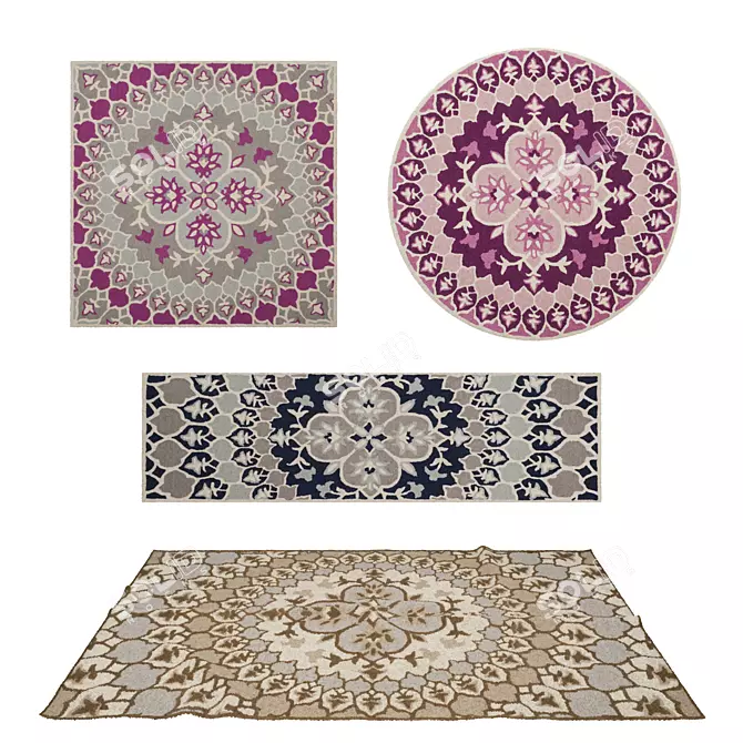 Versatile Set of 8 Rugs 3D model image 1