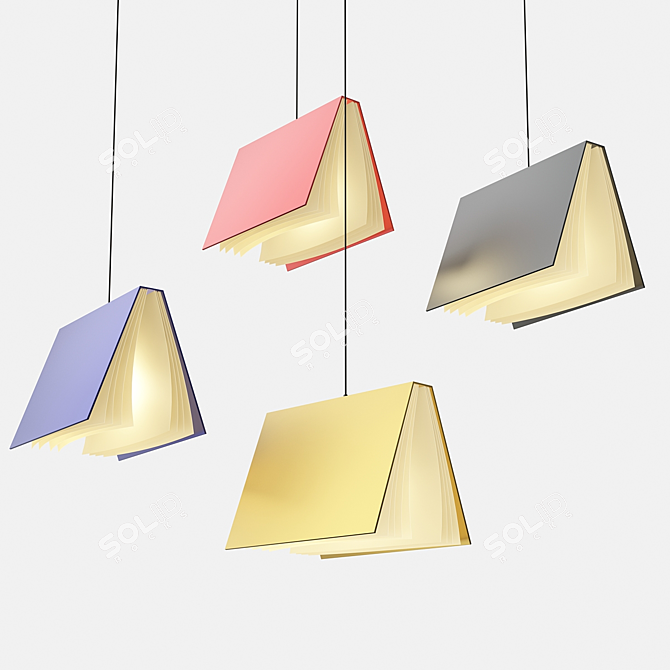 Sleek Modern Book Pendant Light 3D model image 1