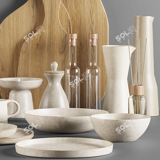 Sleek Kitchen Accessories Set 3D model image 5