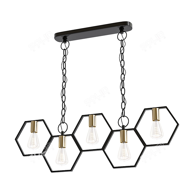 Industrial Black Pendant Light 3D model image 1