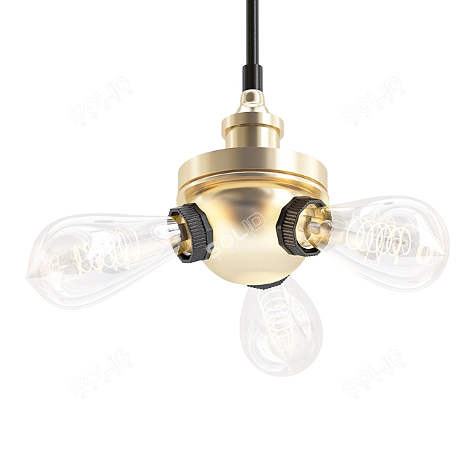 Industrial Loft Pendant Light Trio 3D model image 1