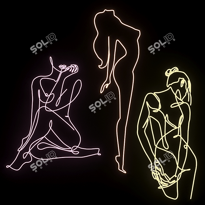 Customizable Neon Woman Sign 3D model image 1