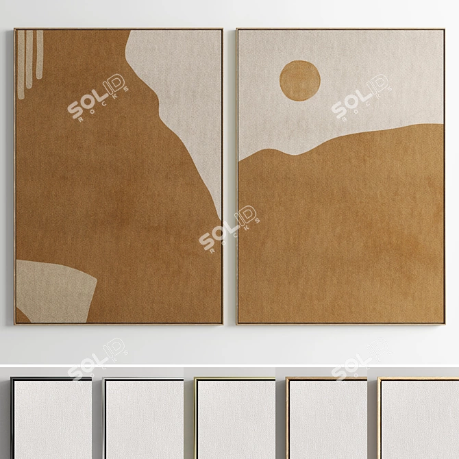 Modern Abstract Photo Frame Set 3D model image 1