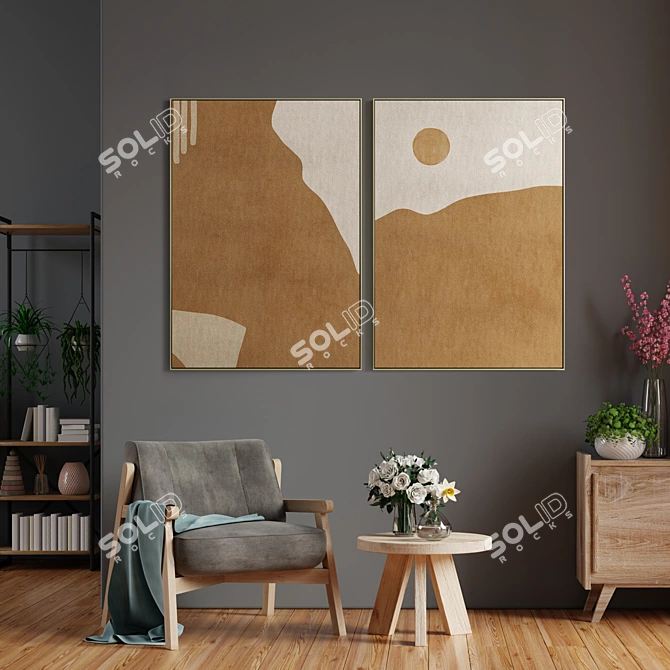 Modern Abstract Photo Frame Set 3D model image 2