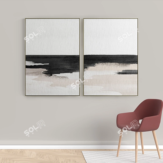 Minimalistic Abstract Photo Frame Set 3D model image 5