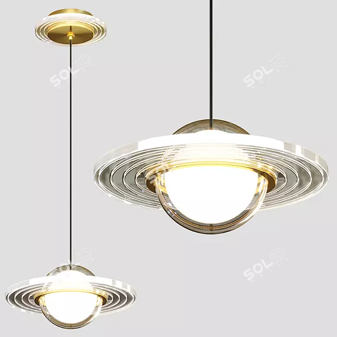 Modern Brass Pendant Lamp 3D model image 1
