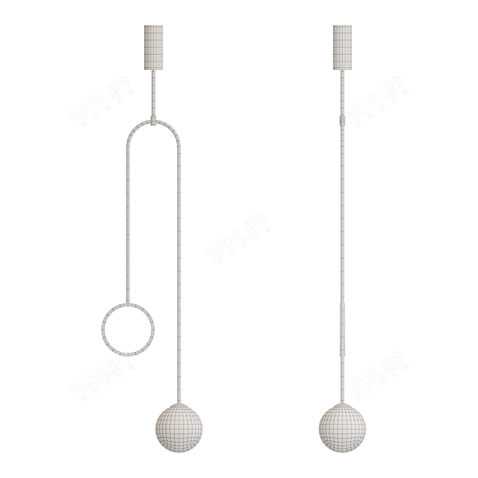 Sleek Glass LED Floor Lamp 3D model image 4