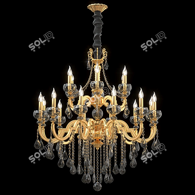 Crystal Cascade Pendant Lamp 3D model image 1