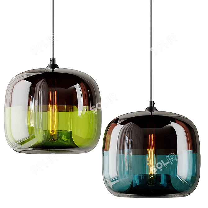 Colorful Hanging Glass Pendant 3D model image 1