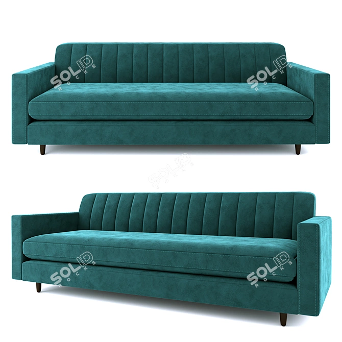 Luxurious Green Velvet Primavera Sofa 3D model image 1