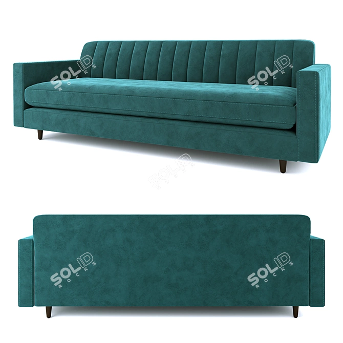 Luxurious Green Velvet Primavera Sofa 3D model image 2