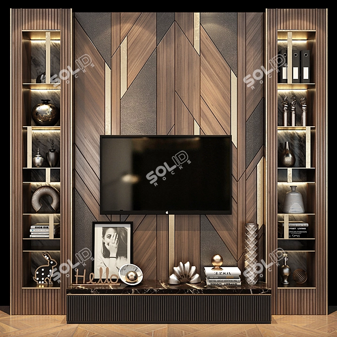 Modern TV Shelf 0417 3D model image 1