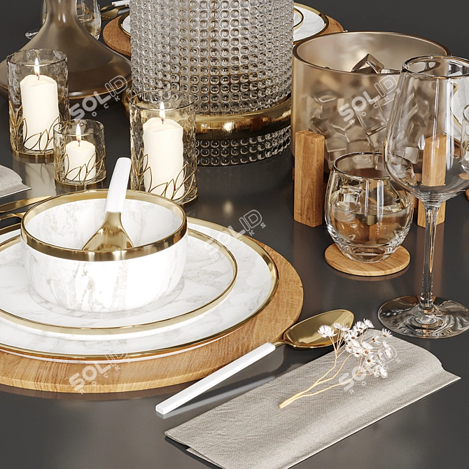 Elegant Table Set for Stylish Homes 3D model image 3