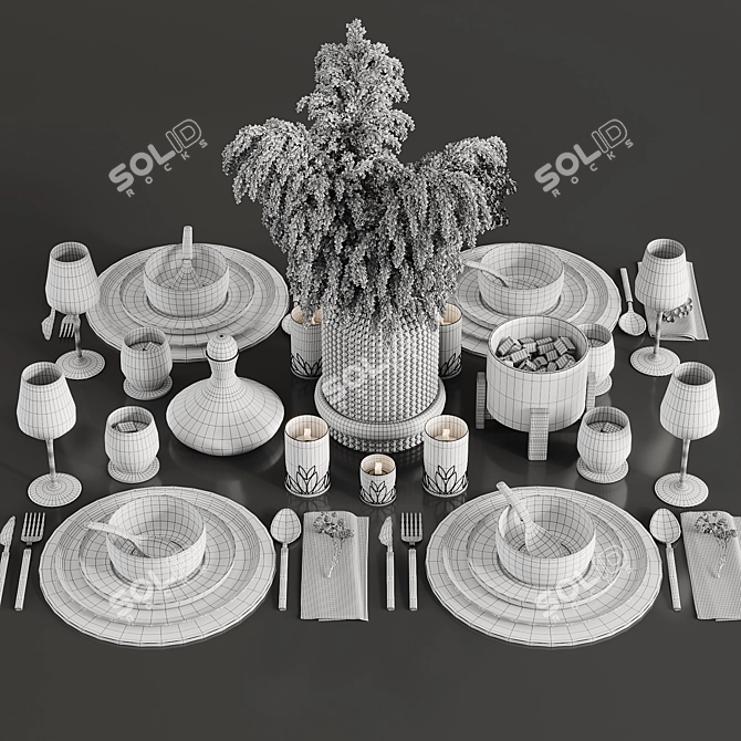 Elegant Table Set for Stylish Homes 3D model image 4