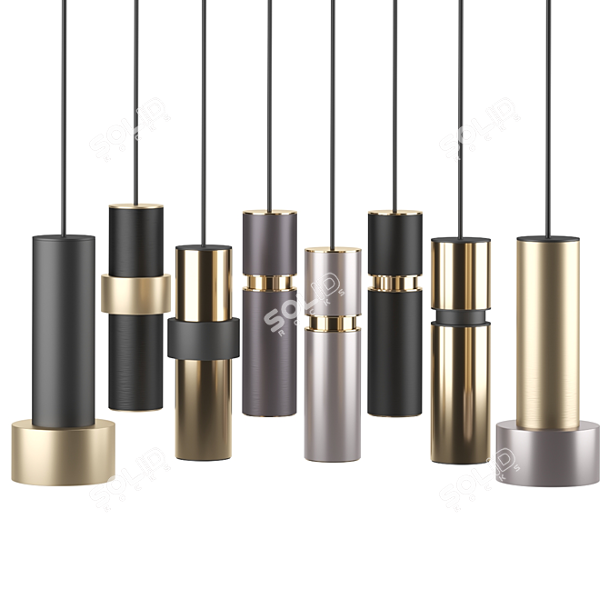 Modern Cylinder Pendant Light Series 3D model image 1